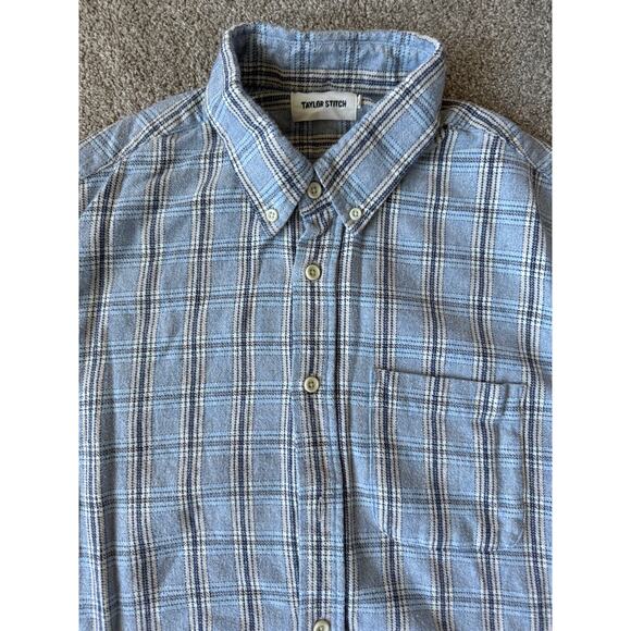 Taylor Stitch Mens Blue Flannel Plaid Button Down Shirt Sz 42 L - Picture 2 of 5
